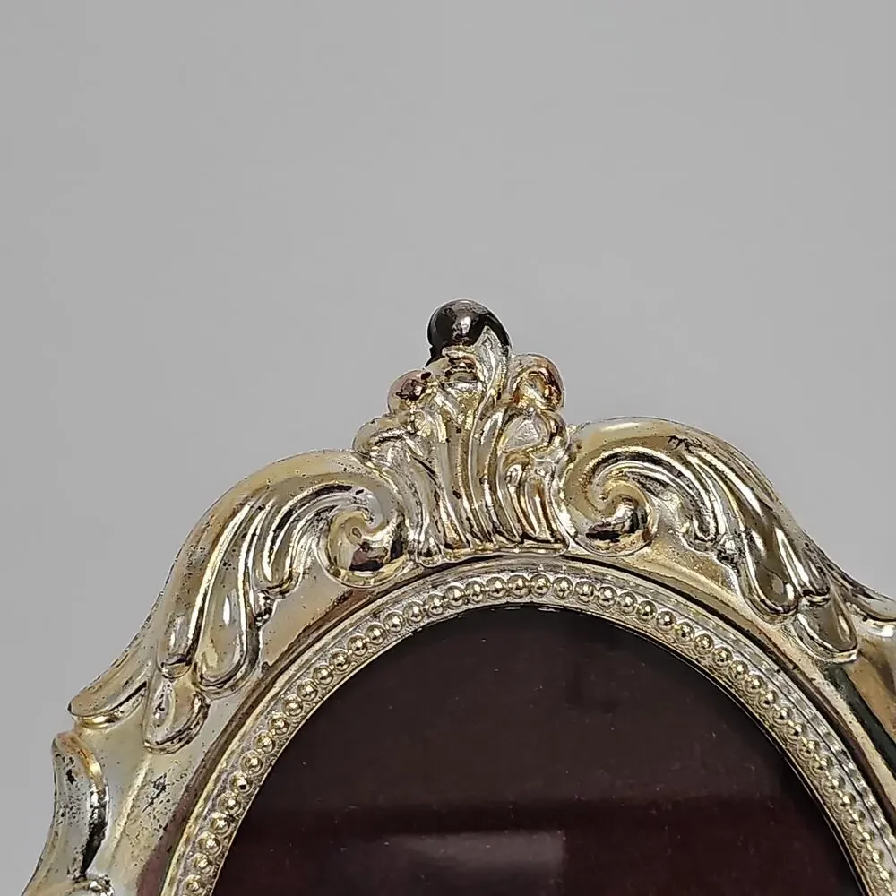 Vintage Teleflora Silver Plated Oval Photo Frame Ornate Rococo Baroque Coquette